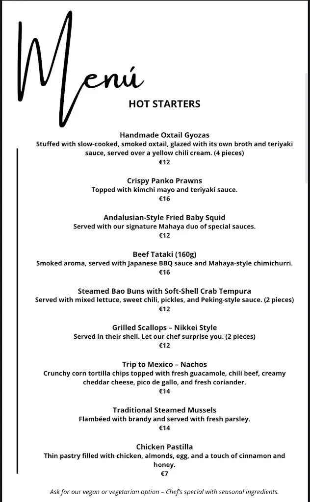 Menu_Mahaya Sunset Club_Playa de las Américas_image_1