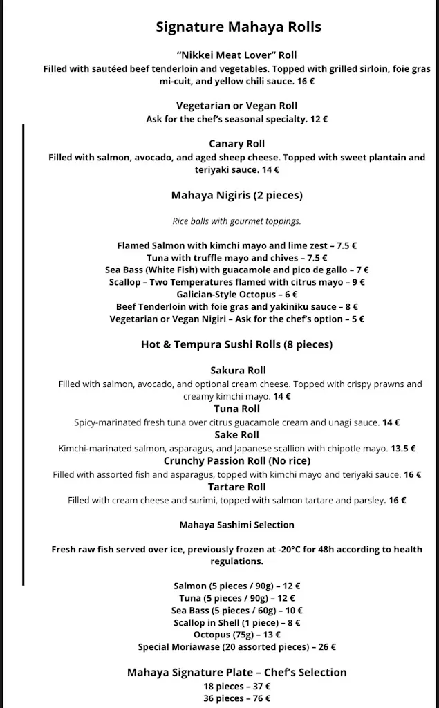 Menu_Mahaya Sunset Club_Playa de las Américas_image_2