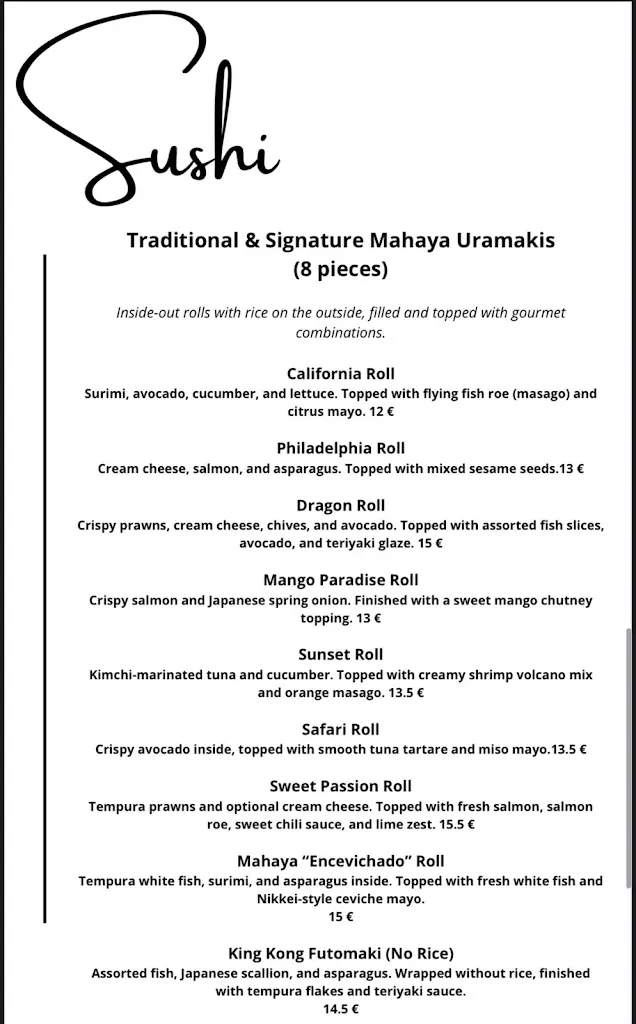 Menu_Mahaya Sunset Club_Playa de las Américas_image_4