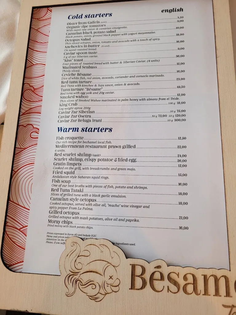 Menu_Bésame Mucho_Playa de las Américas_image_1