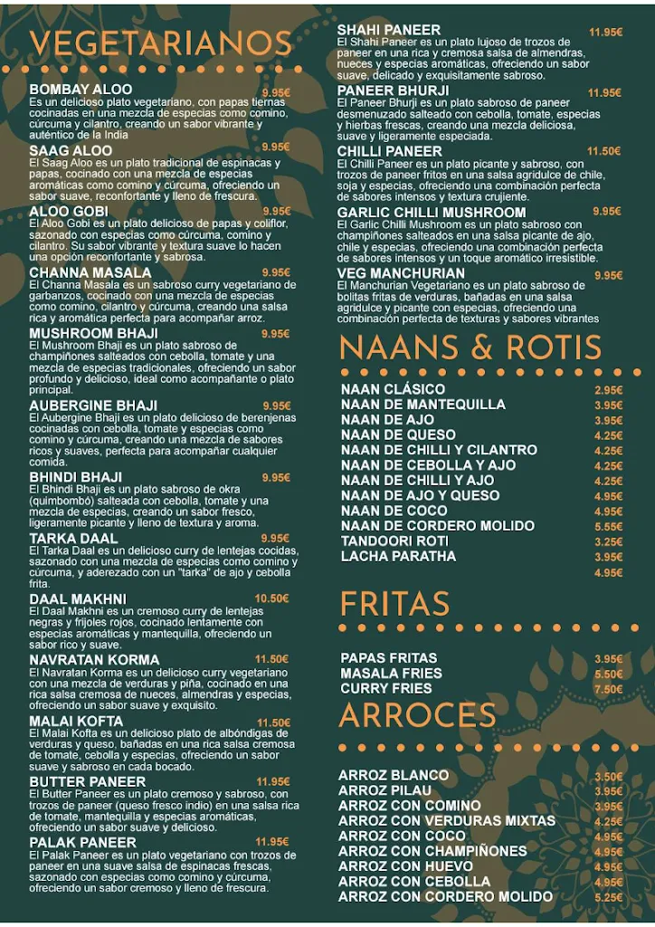 Menü_Mirchis Tandoori_Playa de las Américas_Bild_2