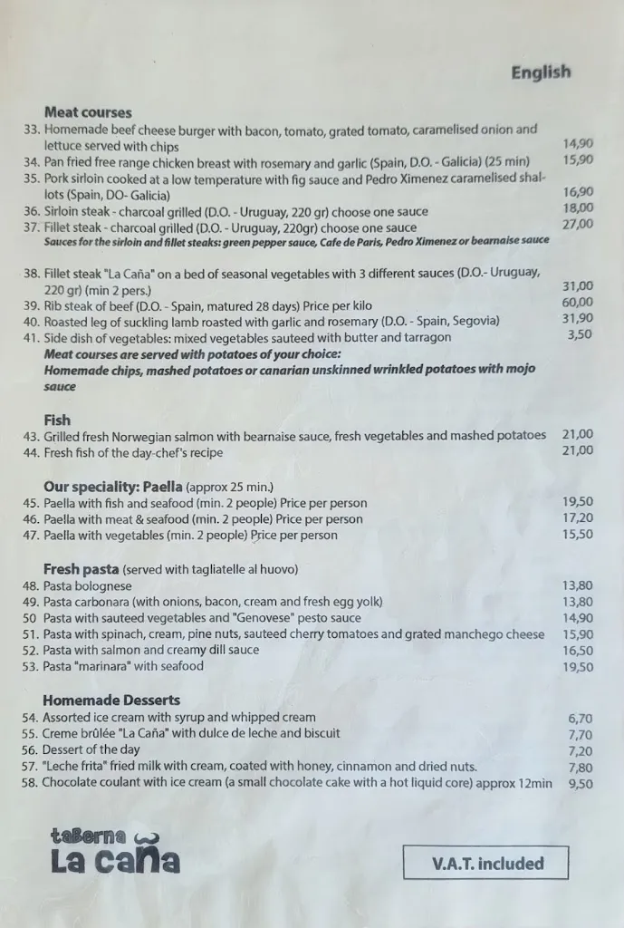 Menu_Taberna La Caña restaurante & tapas_San Bartolomé de Tirajana_image_1