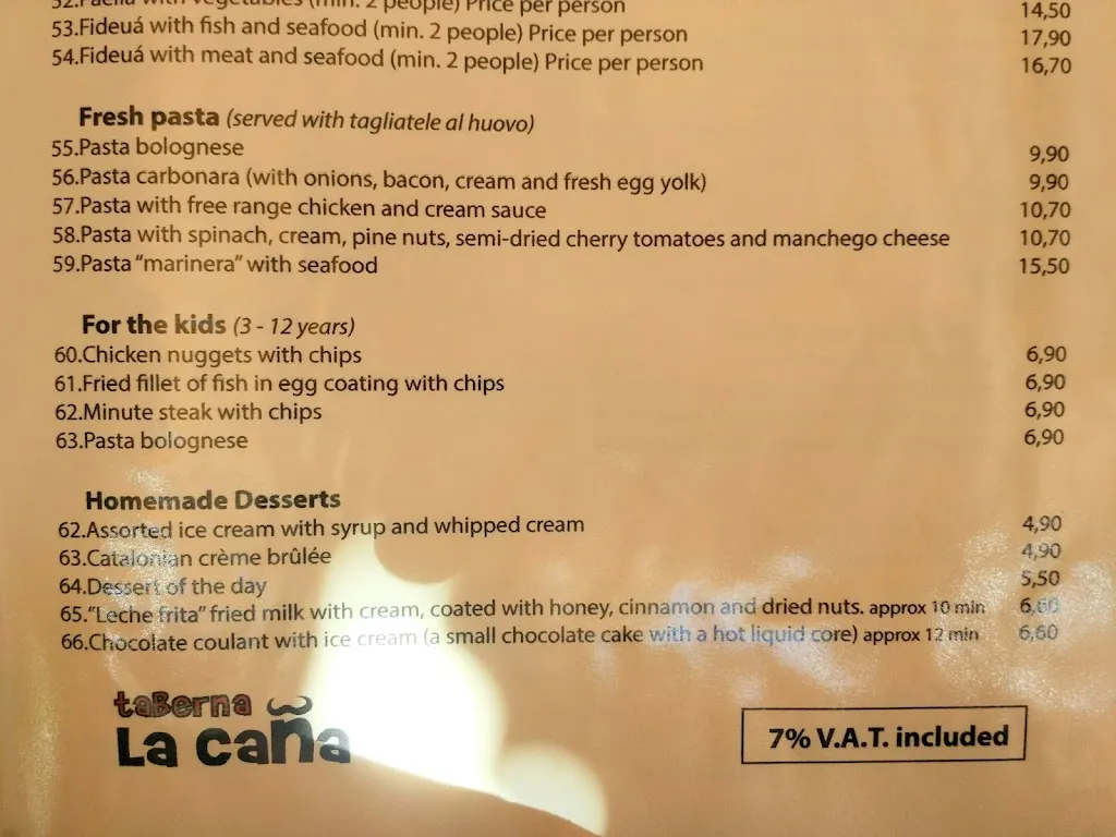 Menu_Taberna La Caña restaurante & tapas_San Bartolomé de Tirajana_image_3