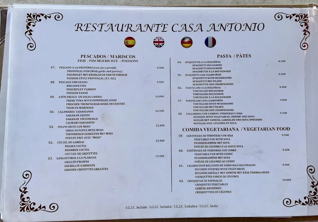 Menu_Restaurante Rincón Casa Antonio_Santa Lucía_immagine_2