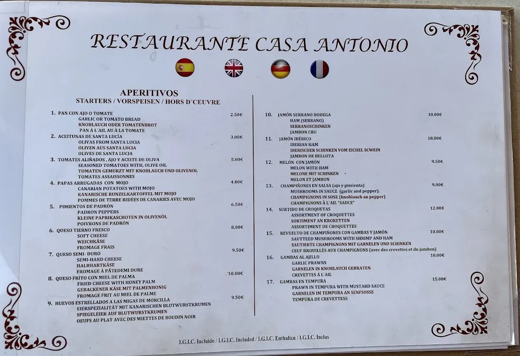 Menu_Restaurante Rincón Casa Antonio_Santa Lucía_immagine_3