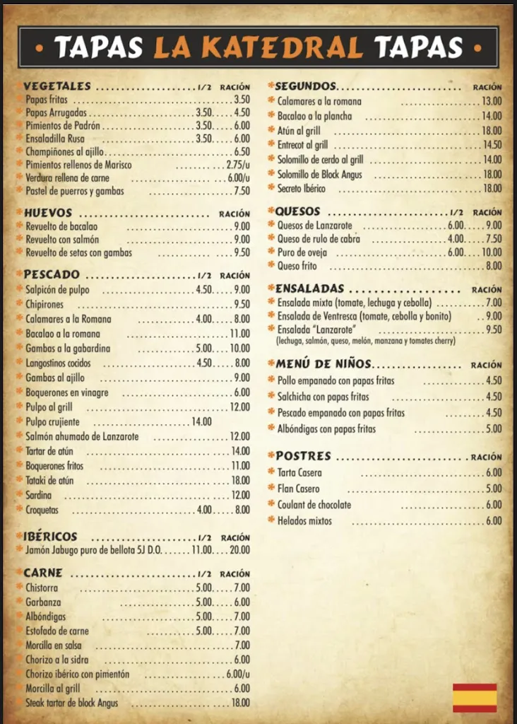 Menu_La Katedral_Playa Blanca_image_2