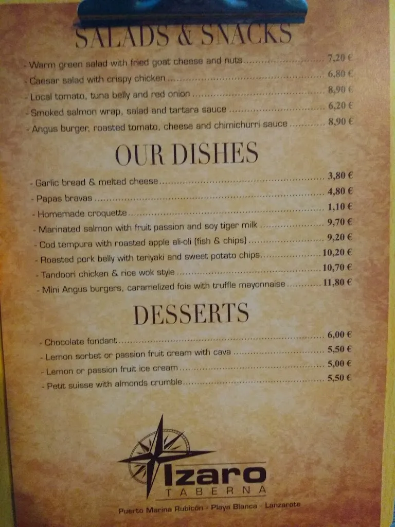 Menu_Izaro Taberna_Playa Blanca_image_4