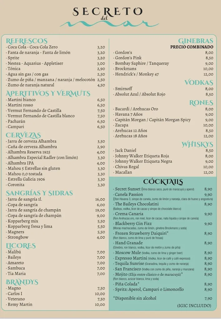 Menu_Restaurante Secreto del mar_Playa Blanca_image_1