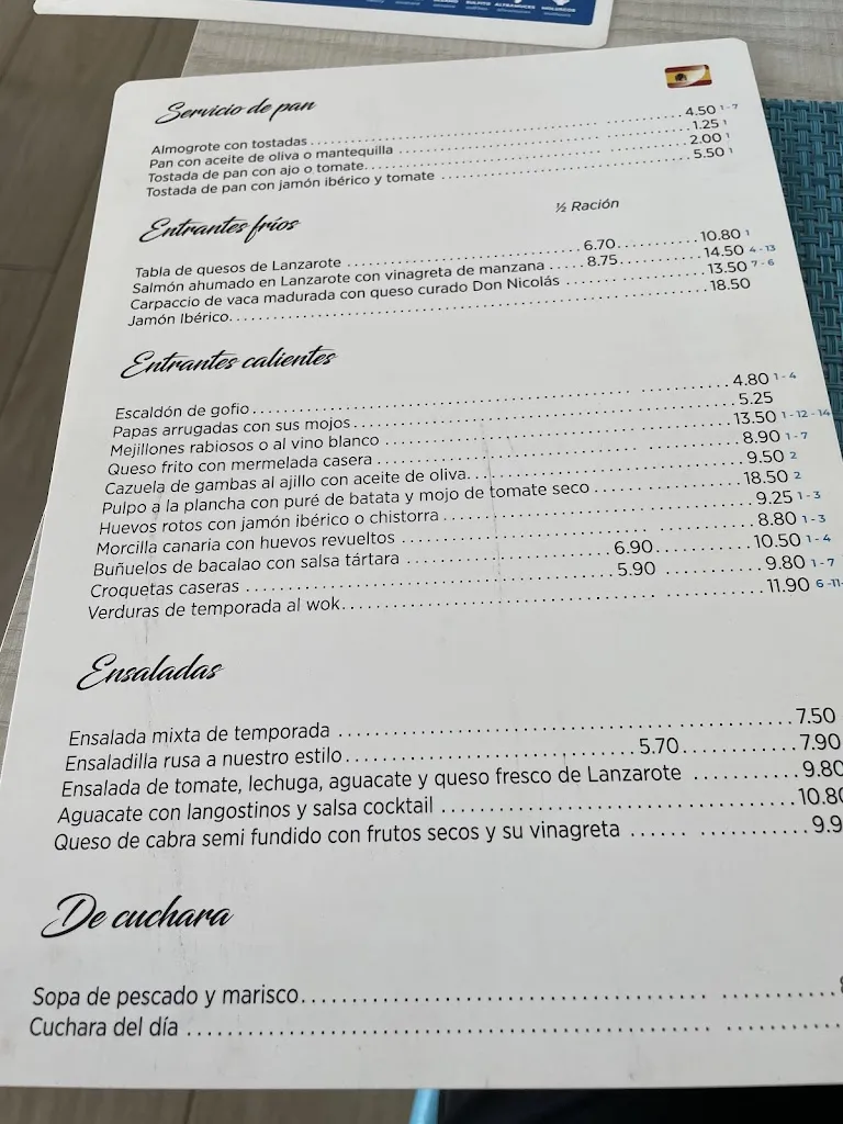 Menu_Restaurante Cocina del Puerto_Playa Blanca_immagine_1