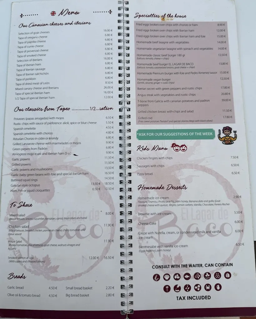 Menu_El Lagar De Baco_Playa Blanca_image_1