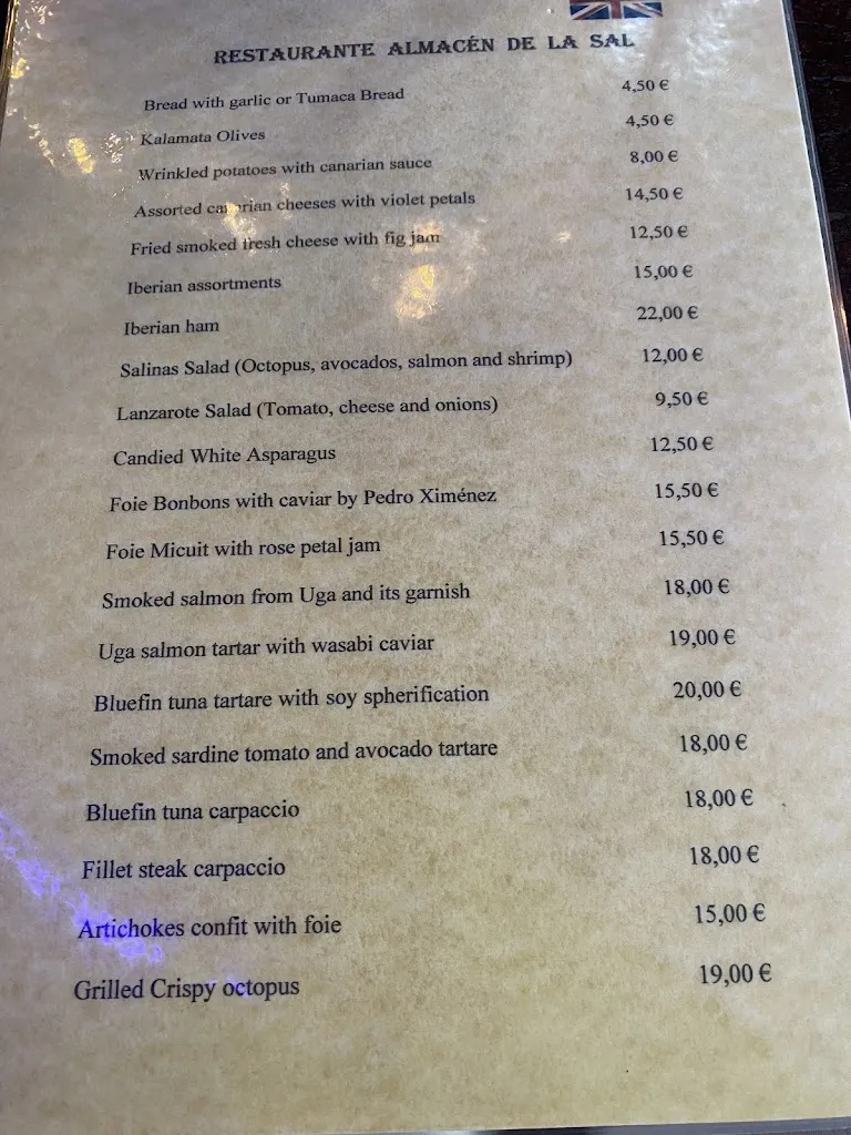 Menu_Restaurante Almacén De La Sal_Playa Blanca_immagine_2