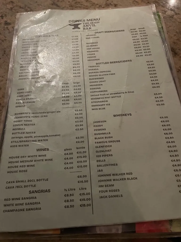 Menu_The Irish Anvil Bar_Playa Blanca_image_4