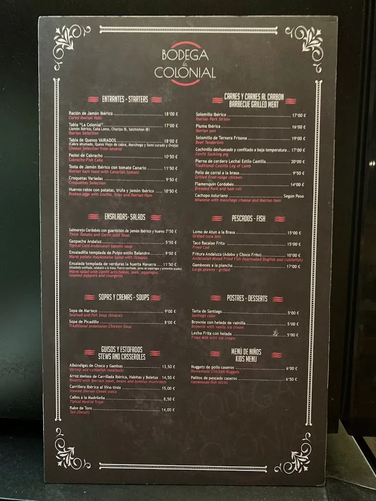 Menu_Bodega La Colonial_Playa Blanca_image_1