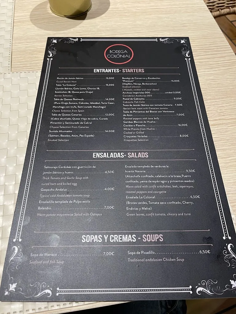 Menu_Bodega La Colonial_Playa Blanca_image_3