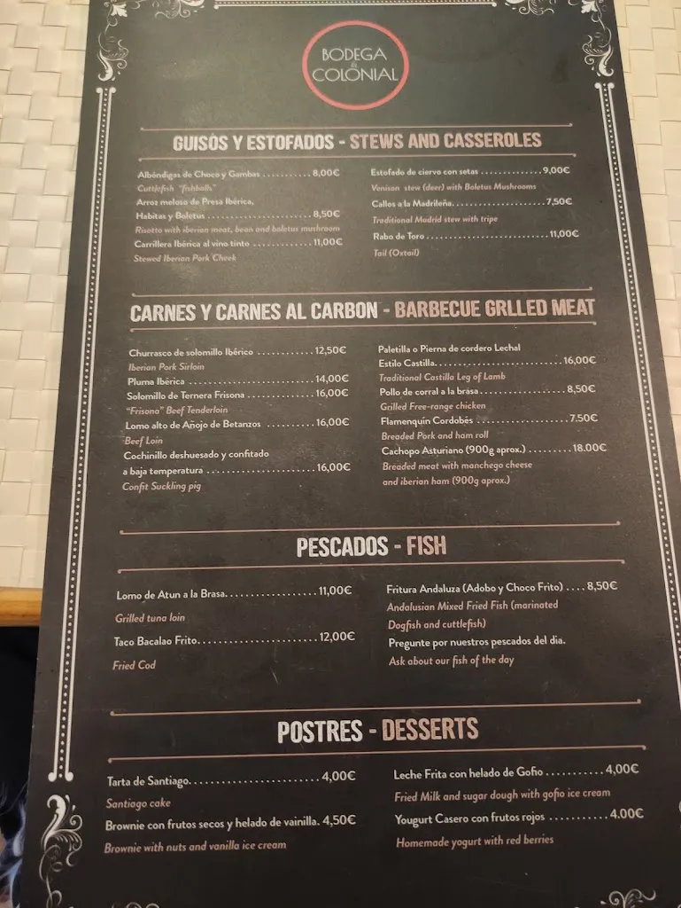 Menu_Bodega La Colonial_Playa Blanca_image_4