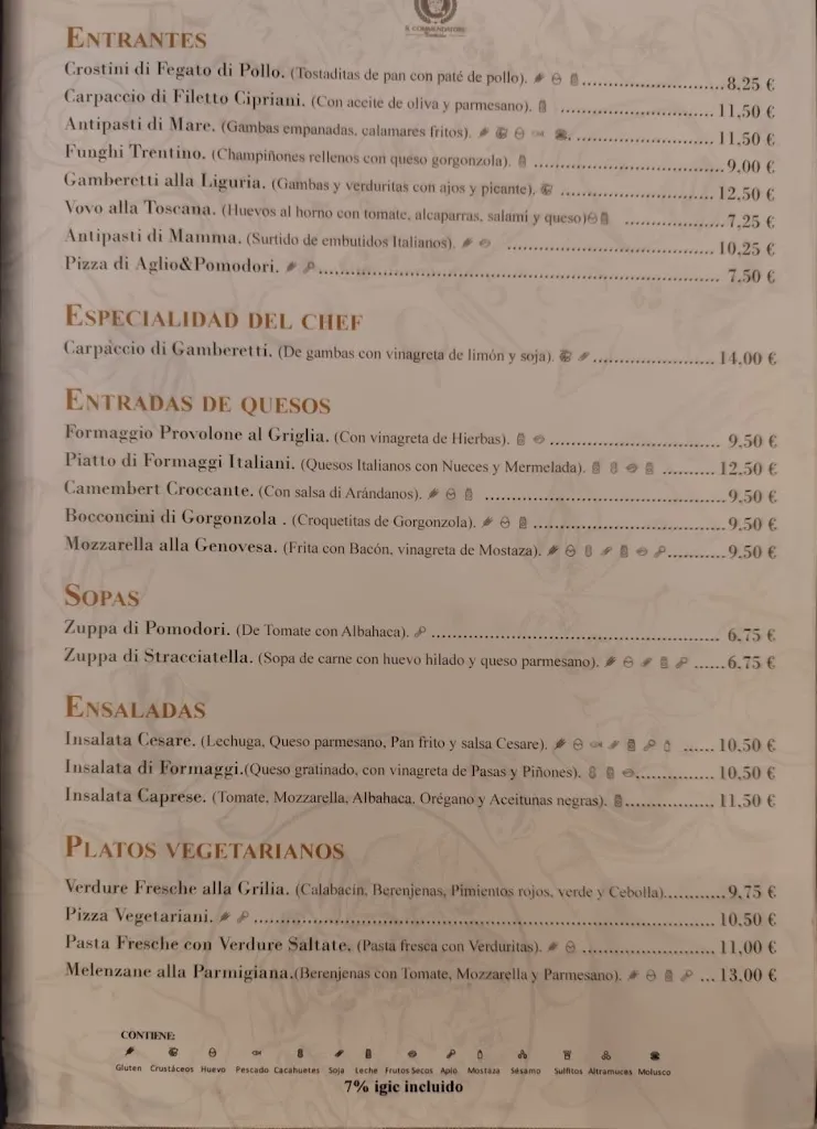 Menu_Trattoria Il Commendatore_Playa Blanca_image_2