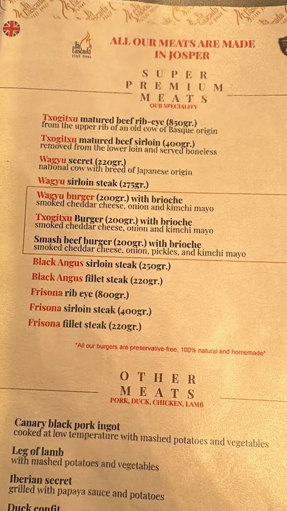 Menu_La Cascada Restaurant_Puerto del Carmen_immagine_3