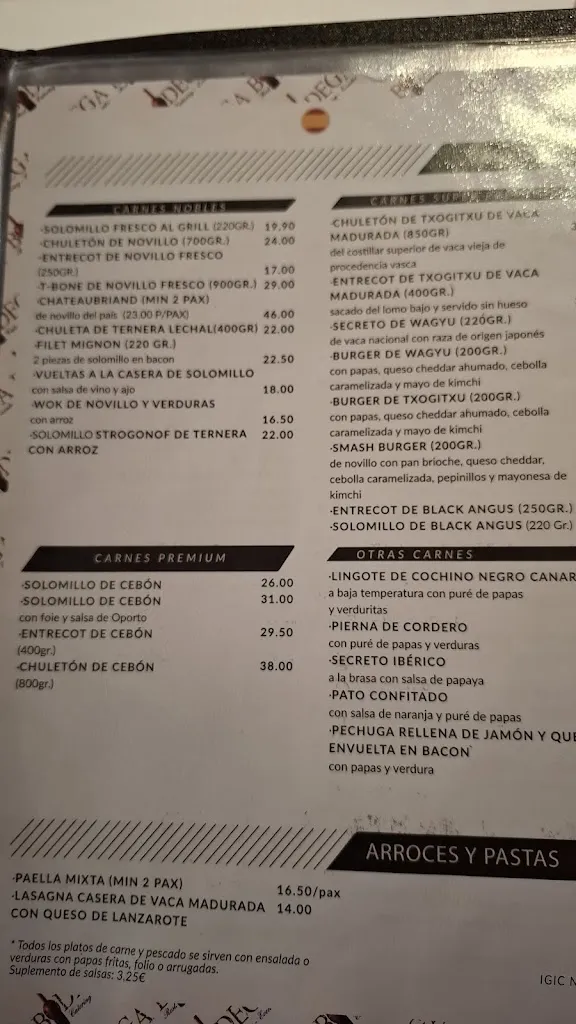 Menu_La Cascada Restaurant_Puerto del Carmen_immagine_4