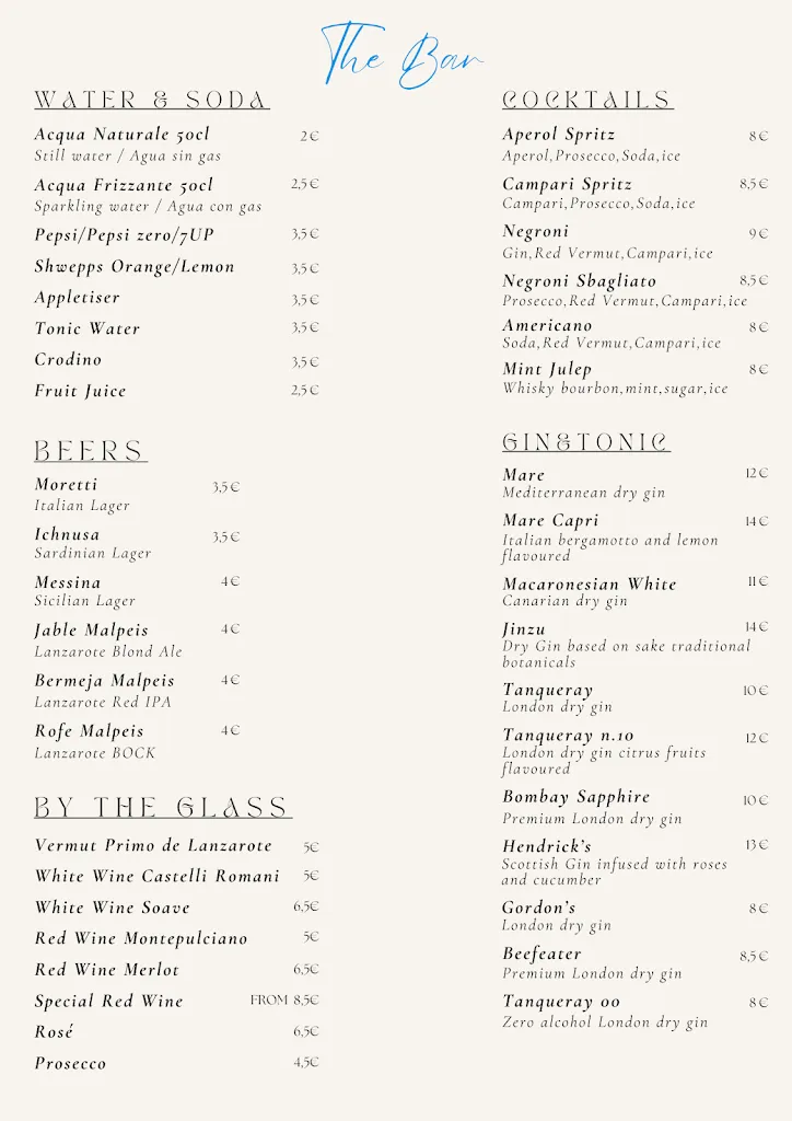 Menu_No Stress Restaurant_Puerto del Carmen_image_1