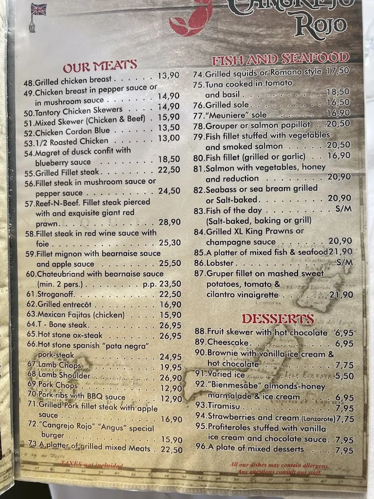 Menu_Restaurante El Cangrejo Rojo_Puerto del Carmen_image_1