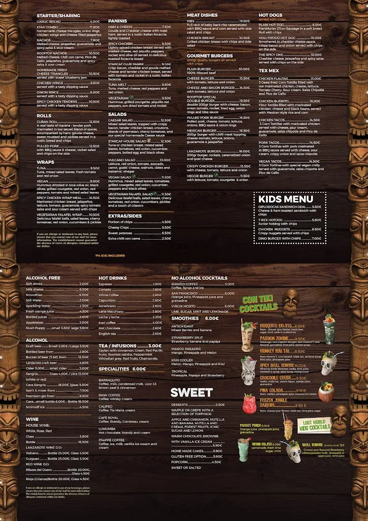 Menu_Lost World Restaurant_Puerto del Carmen_image_1