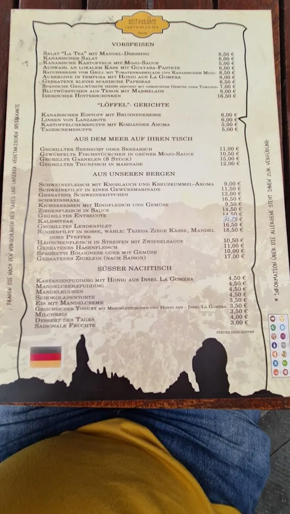 Menu_Cueva De La Tea Restaurant_Tejeda_image_1