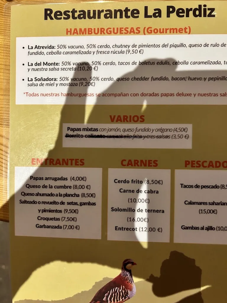 Menu_Restaurante La Pérdiz Tejeda_Tejeda_immagine_1