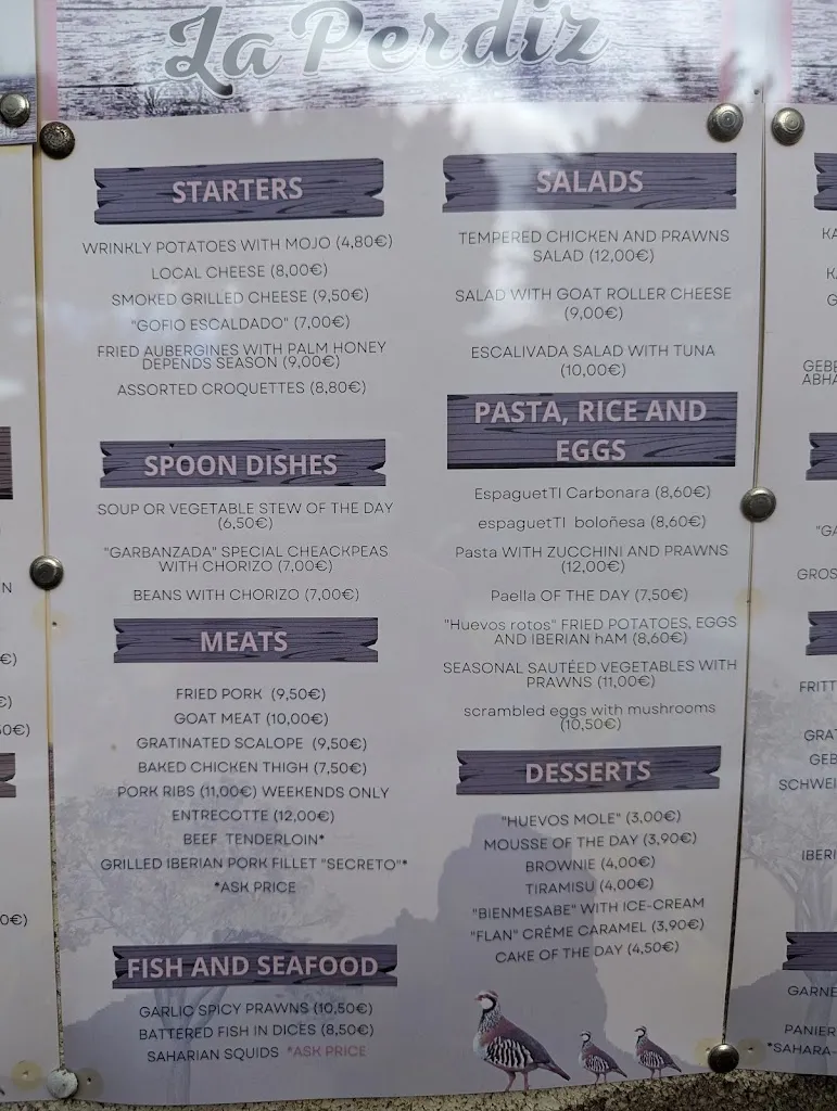 Menu_Restaurante La Pérdiz Tejeda_Tejeda_immagine_2