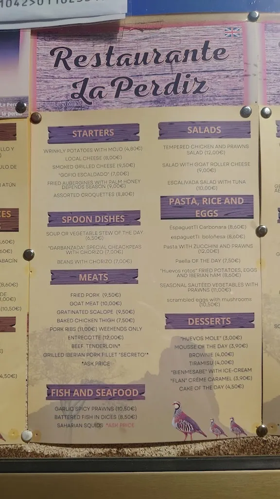 Menu_Restaurante La Pérdiz Tejeda_Tejeda_immagine_4