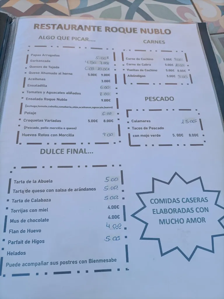 Menu_Bar Restaurante Roque Nublo_Tejeda_immagine_3