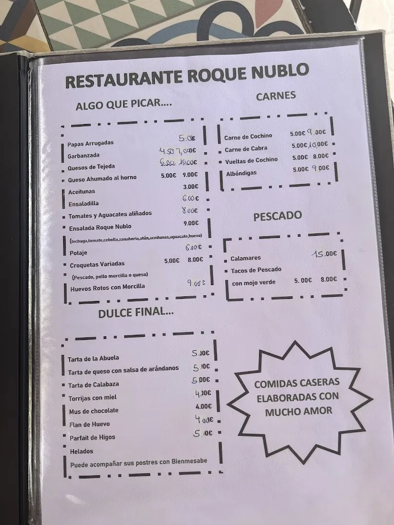 Menu_Bar Restaurante Roque Nublo_Tejeda_immagine_4