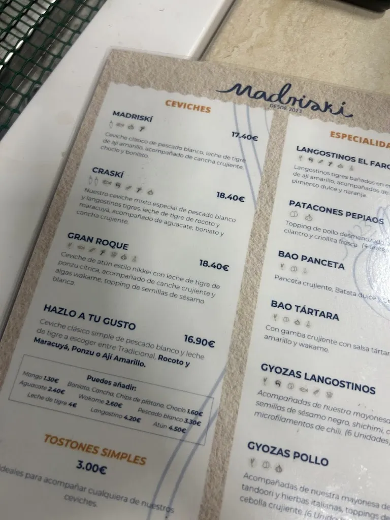 Menu_Madriskí Cevichería_Vallehermosa_image_4