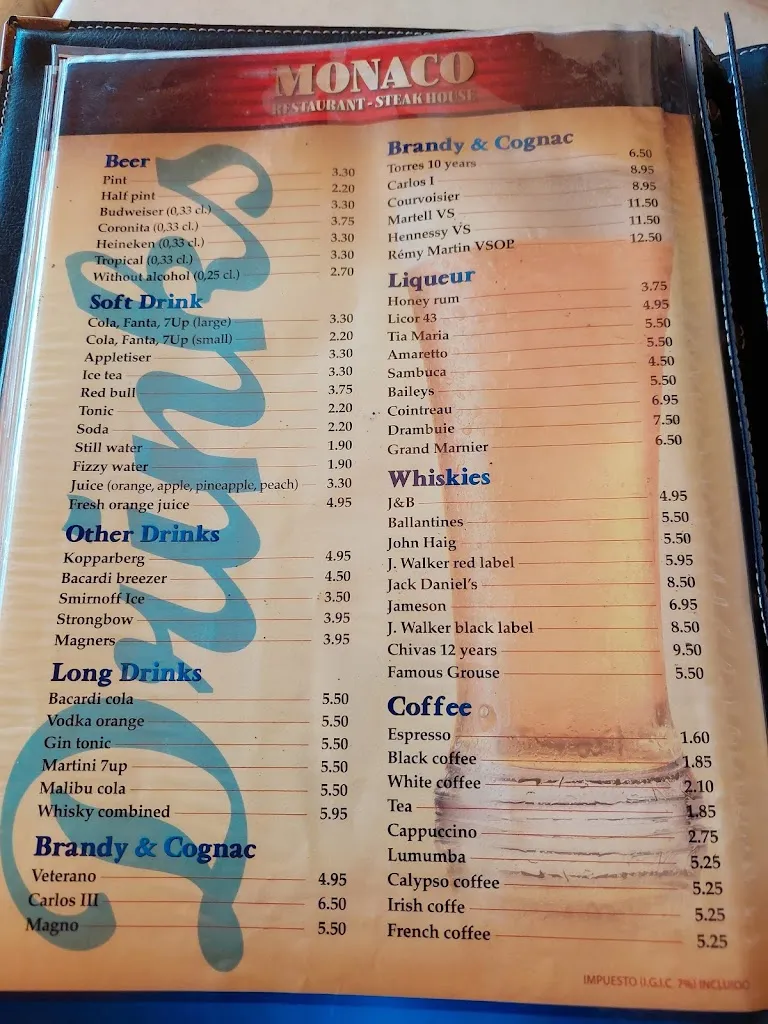 Menu_Restaurant Monaco Steak House_Puerto Rico_image_2