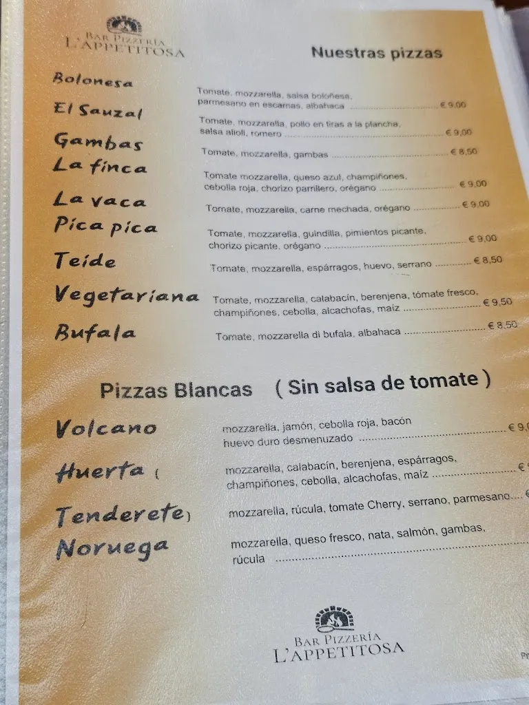 Menu_Bar Pizzeria L'Appetitosa_Sauzal_image_2