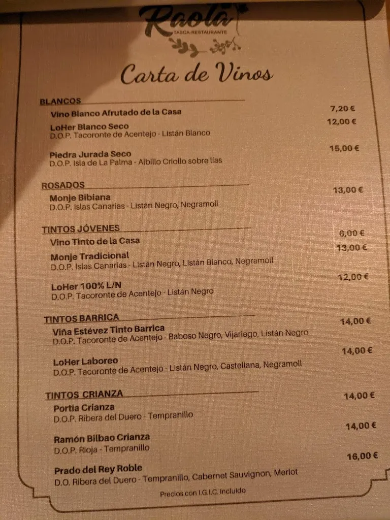 Menu_Raola. Tasca-Restaurante._Sauzal_image_4