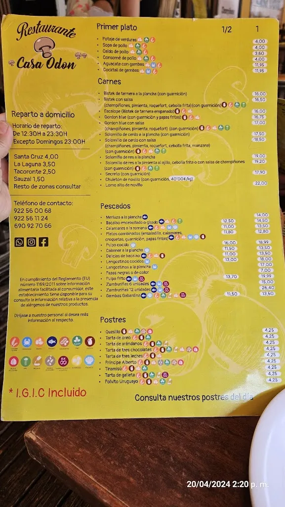 Menu_Casa Odón_Sauzal_image_4