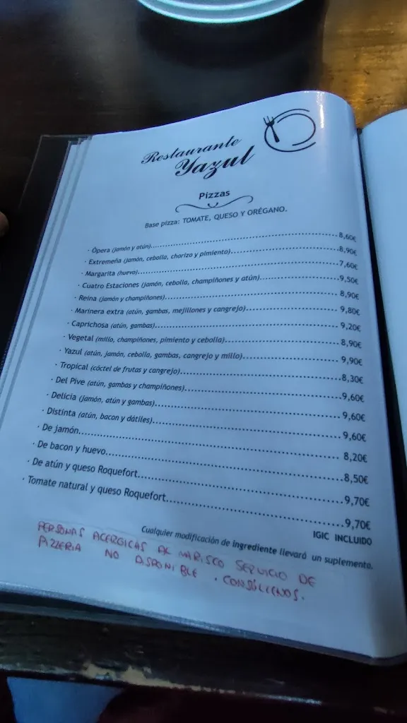 Menu_Yazul Restaurant & Pizzeria_Telde_image_1