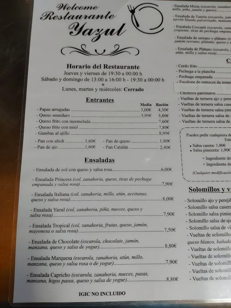 Menu_Yazul Restaurant & Pizzeria_Telde_image_4