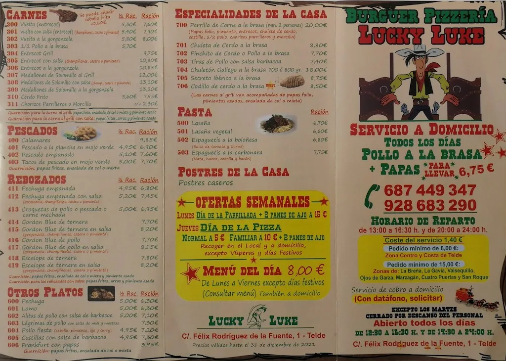 Menu_Pizzeria Lucky Luke_Telde_image_2