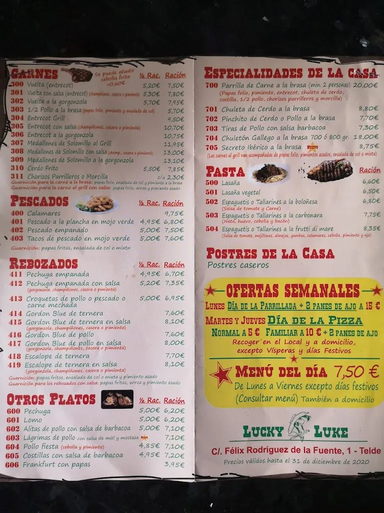 Menu_Pizzeria Lucky Luke_Telde_image_3