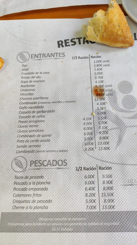 Menu_Bar Restaurante La Brega_Vega de San Mateo_image_1