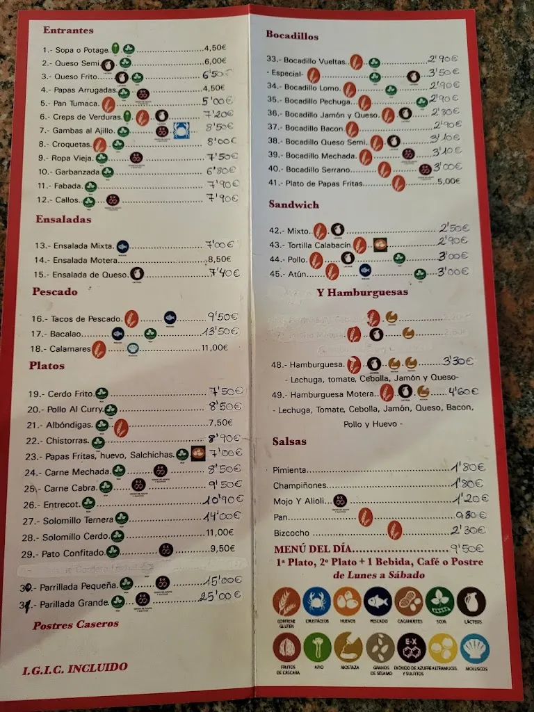 Menu_Restaurante Grill La Motera_Vega de San Mateo_image_1