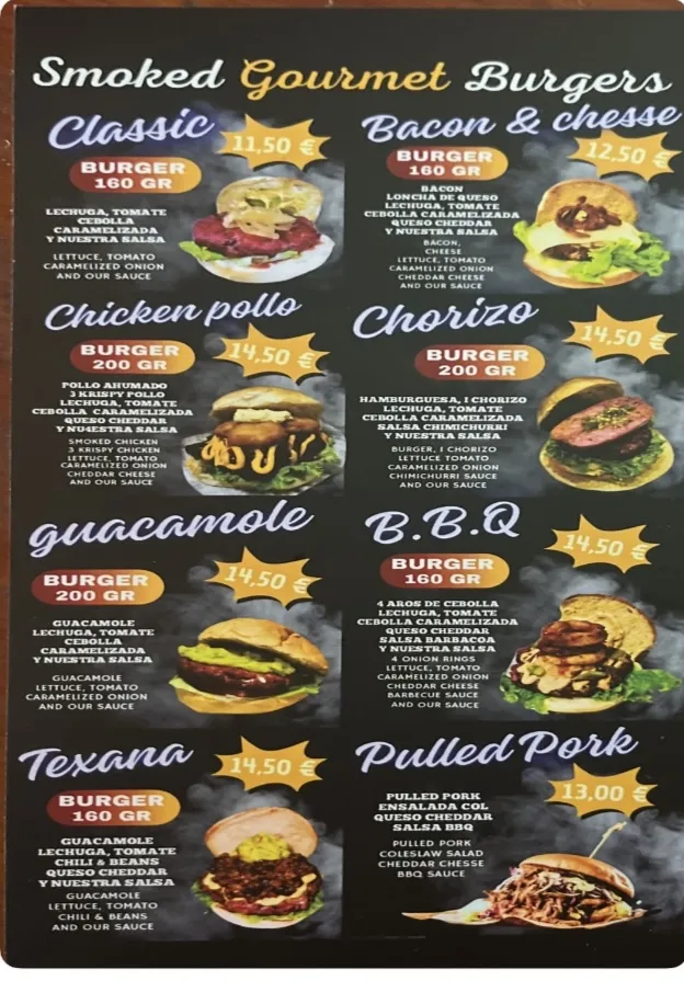 Menu_Restaurante Smokehouse La Frontera_Vega de San Mateo_image_1