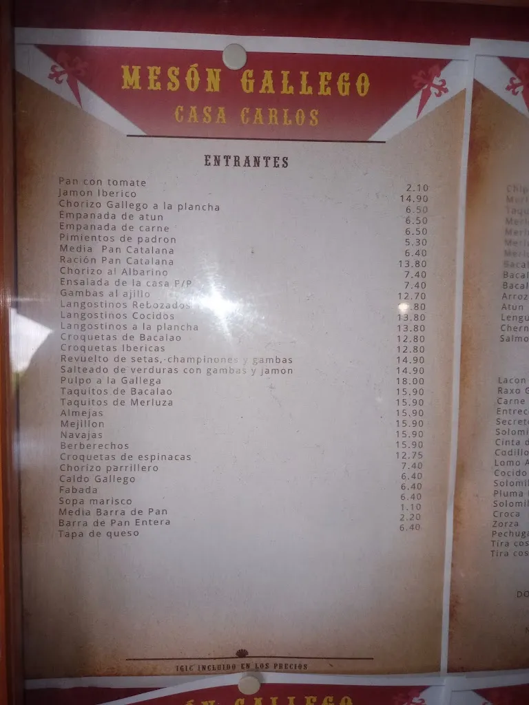 Menu_Mesón Gallego Casa Carlos_Vecindario_immagine_4