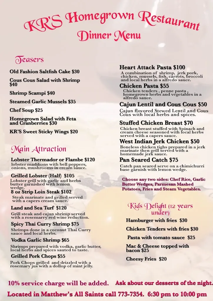 KR'S Homegrown Restaurant_Antigua La_menu_image_1