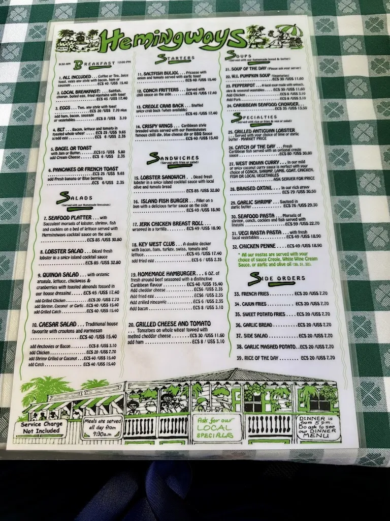 Menu_Hemingway's Caribbean Cafe_Antigua La_image_1