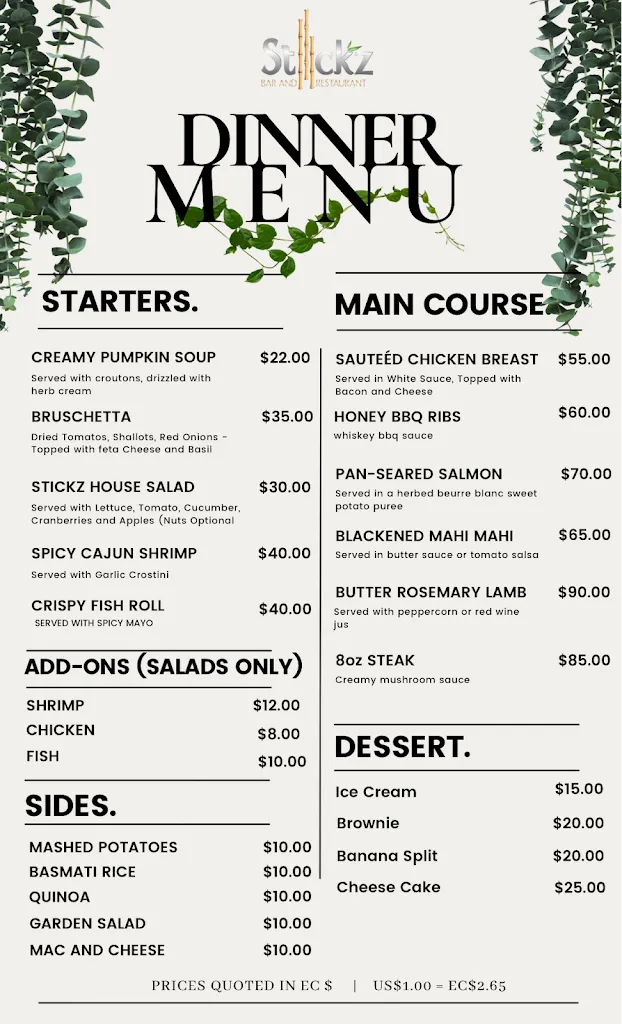 Menu_Stickz Bar and Restaurant_Antigua La_immagine_3