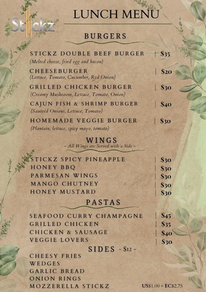 Menu_Stickz Bar and Restaurant_Antigua La_immagine_4