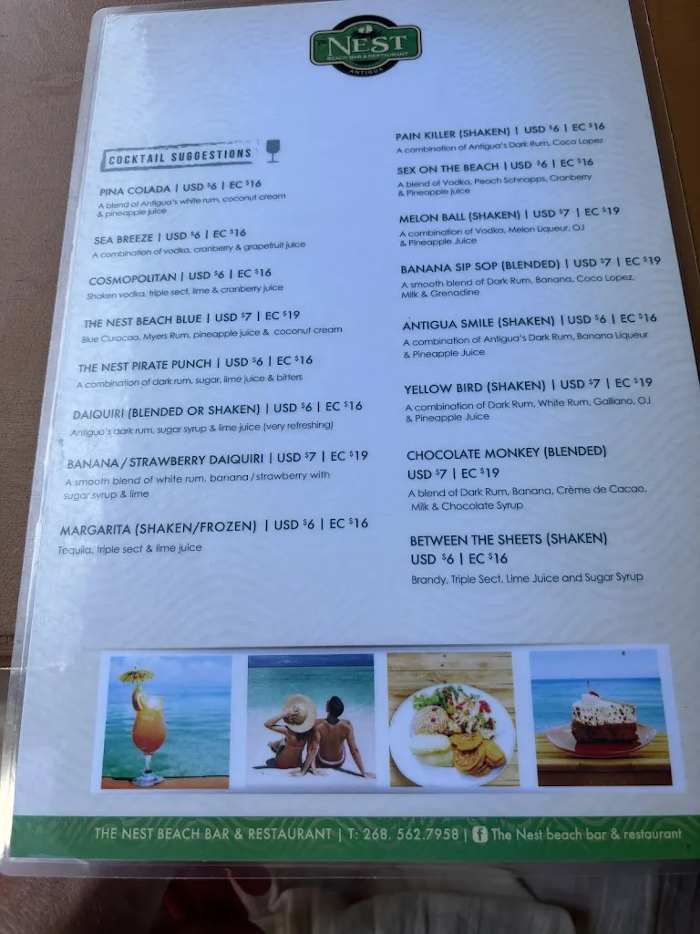 Menu_The Nest -Beach Bar, Antigua_Antigua La_image_3