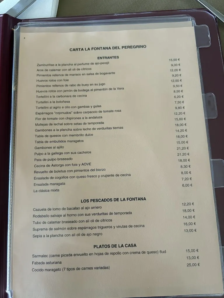 Menu_La Fontana del Peregrino_Astorga_image_1